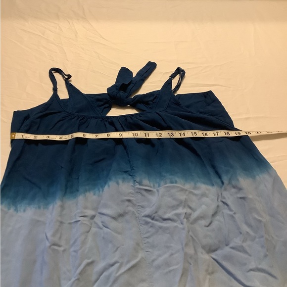 Women’s Ombré Tie Dyed Sundress asymmetric hemline Red White Blue - Picture 4 of 8